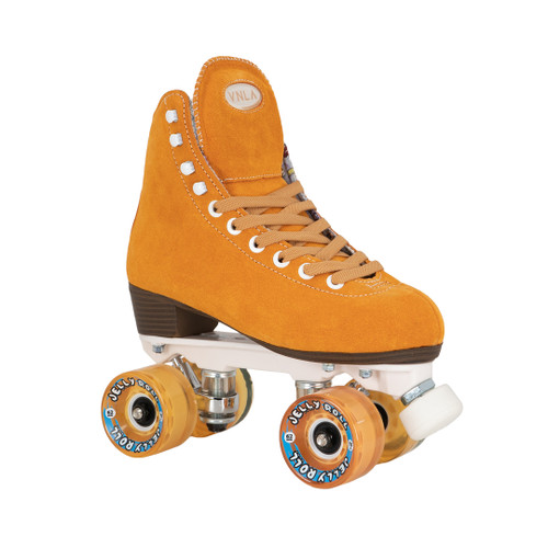 VNLA A La Mode Suede Roller Skates  with Jelly Roll Wheels in Creamsicle Orange from Roller Skate Nation 1